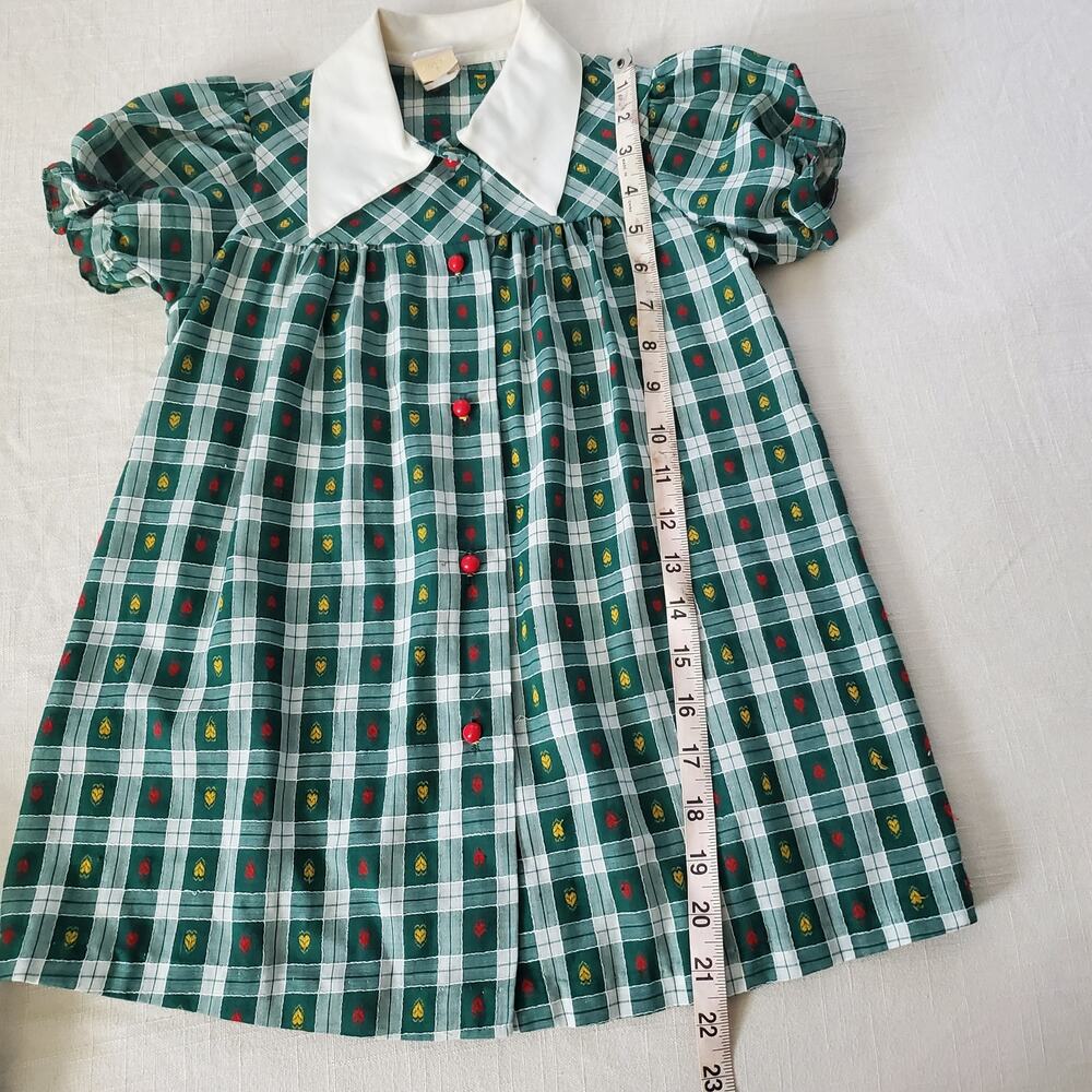 Vintage 70s Green Plaid Dress + Bloomers 5t - Picture 9 of 11